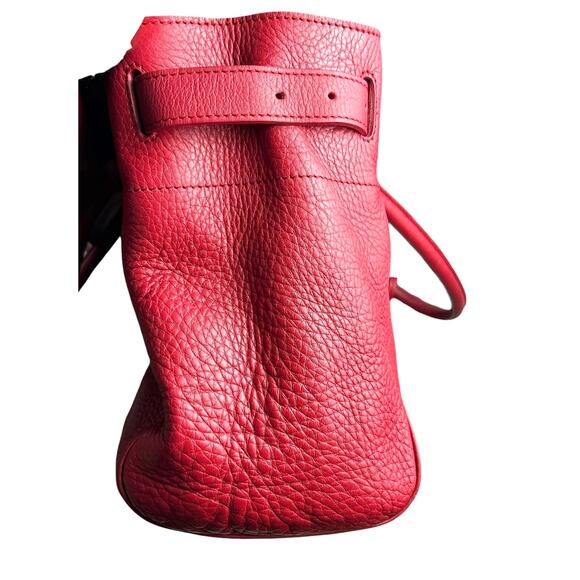 Bayswater Inspired Leather Tote Satchel Red Silver Toned Hardware READ - Picture 14 of 16